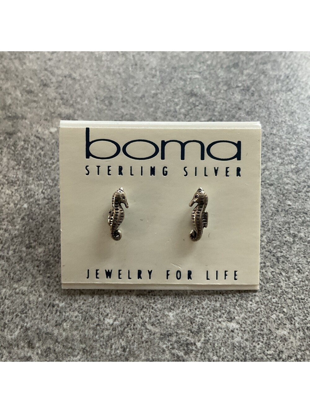 Vintage Boma Sterling Silver Sea Horse Earrings New On Card JB
